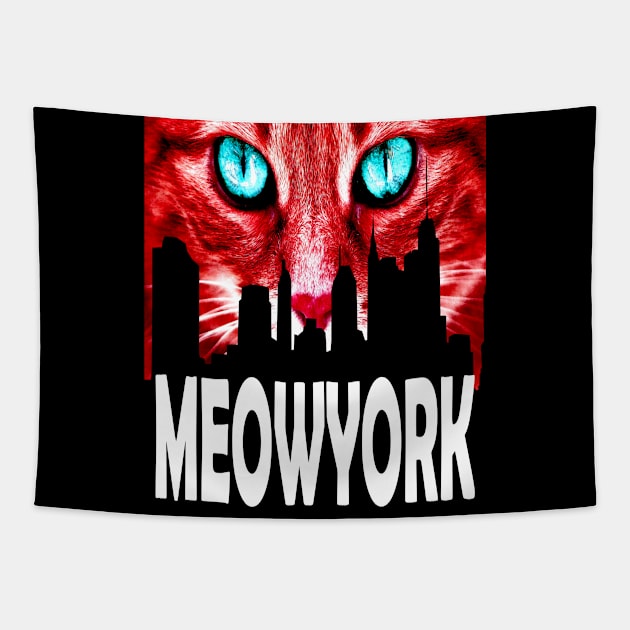 Cool Red Cat Meowyork Buildings Tapestry by vnteees1