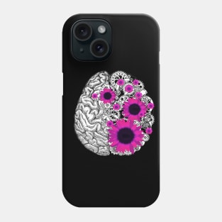 Brain human anatomy,pink sunflowers, mental Phone Case