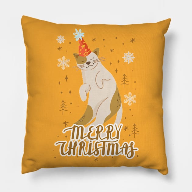 Cute Christmas Cat. Pillow by CoCoArt-Ua