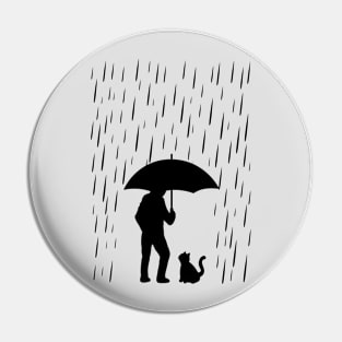 Man and Cat in The Rain Pin