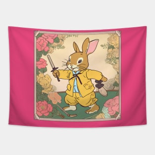 Cute Bunny Playing Combat Sports Kendo and Fencing Rabbit Lover Since Young Tapestry