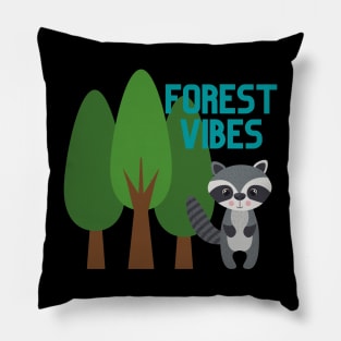 Cute Forest Vibes Raccoon Nature Design Pillow