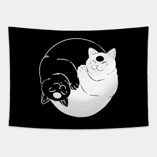 Yin Yang cute sleeping Cats Tapestry