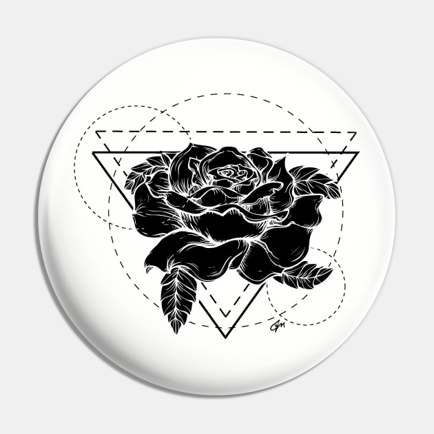 Rose Geometric accent design tattoo Pin by Juliet & Gin