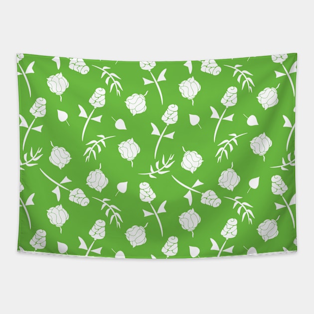 Pretty Lime Green Roses Floral Pattern Tapestry by FabulouslyFestive