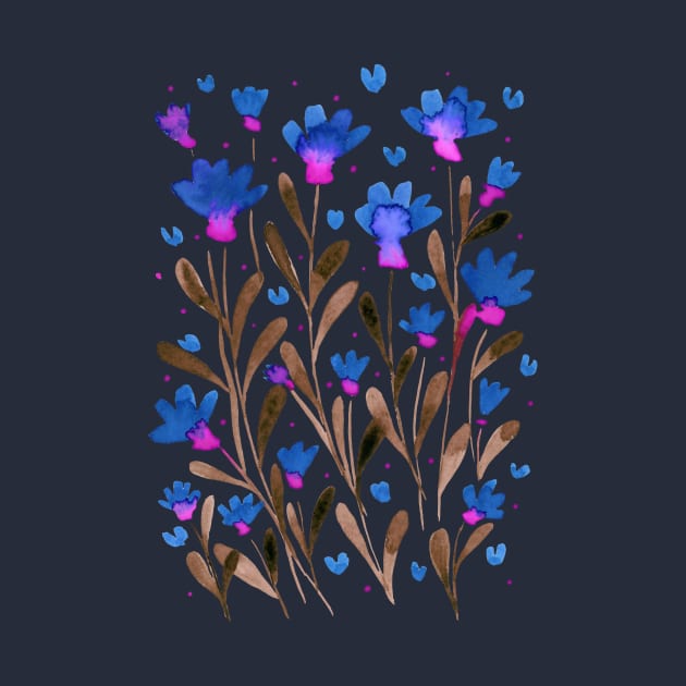 Forget me not flowers - blue and pink by wackapacka