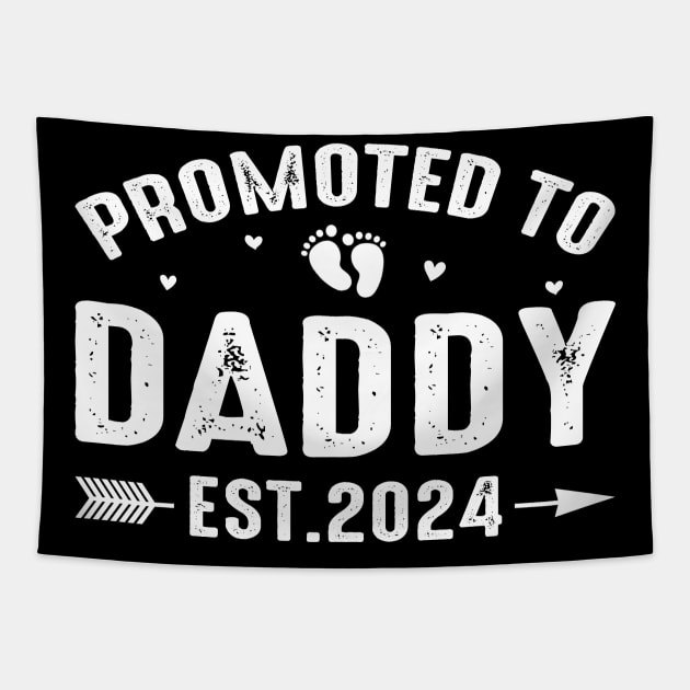 Promoted To Daddy 2024 Funny Pregnancy Announcement Tapestry by eyelashget