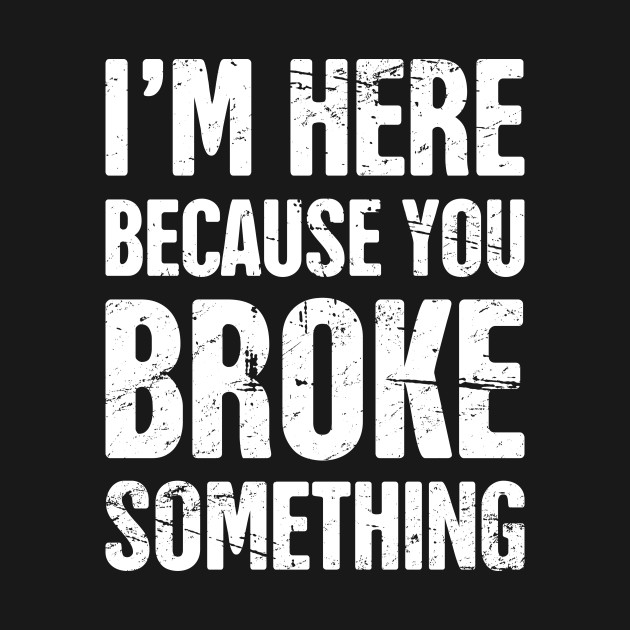 I'm Here Because You Broke Something