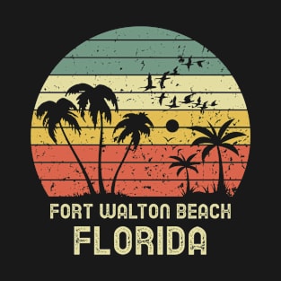 Fort Walton Beach Florida Retro Vintage Sunset T-Shirt