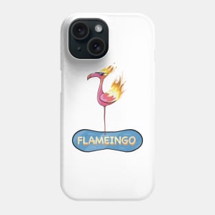 A Cool Flaming Flamingo (flamengo) Standing in a Pool (Text Variant) Phone Case