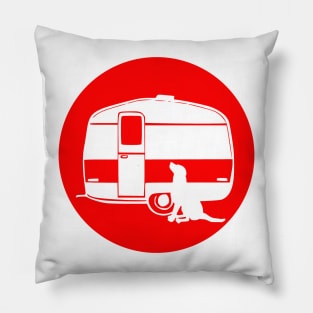 ALL YOU NEED A DOG A CARAVAN RED Pillow