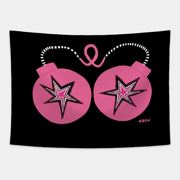 Pink Ribbon Bombs 1 Tapestry by KBILU_Art