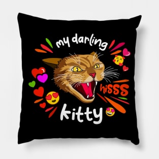 Valentine Day Angry Cat (dark) Pillow