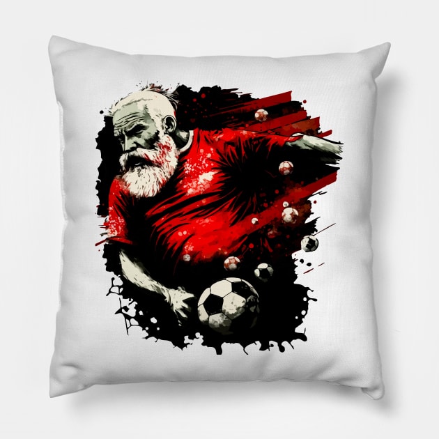 Santa Claus Sports Player - Soccer Futball Football - Graphiti Art Graphic Trendy Holiday Gift Pillow by MaystarUniverse