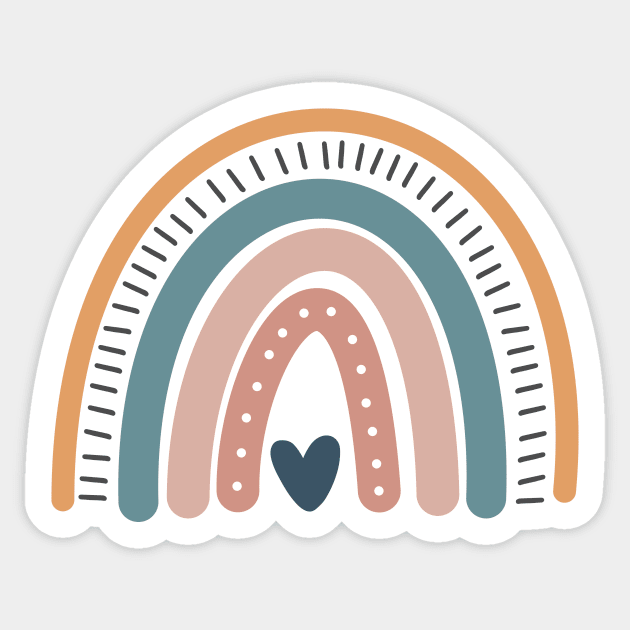 Boho rainbow with a unique design with a heart, dots and a neutral color  pallet
