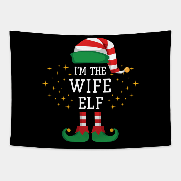 I'm The Wife Elf Matching Family Christmas Pajama Tapestry by Damsin