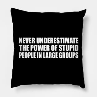 Never underestimate the power of stupid people in large groups Pillow