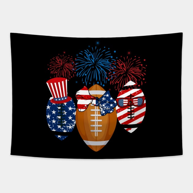 Rugby American Flag Fireworks Tapestry by Flavie Kertzmann