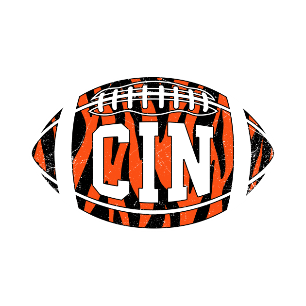 CIN Striped Retro Football - White by KFig21