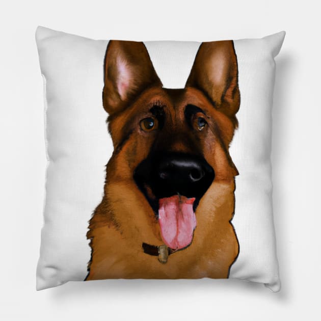 Cute German Shepherd Drawing Pillow by Play Zoo