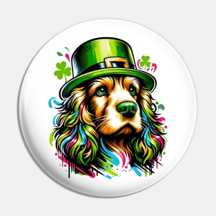 Cocker Spaniel Celebrates Saint Patrick's Day Festively Pin