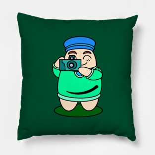 Cute cartoon cameraman - colour Pillow