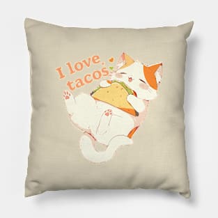 Cat I love Tacos Pillow