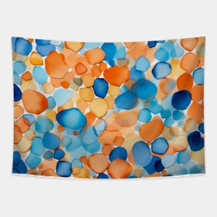 Blue and orange dots Tapestry