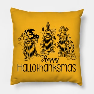 Halloween Thanksgiving Christmas Happy HalloThanksMas Gnomes Pillow