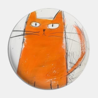 Funny Orange Cat Portrait for Cat Lovers Gift Pin