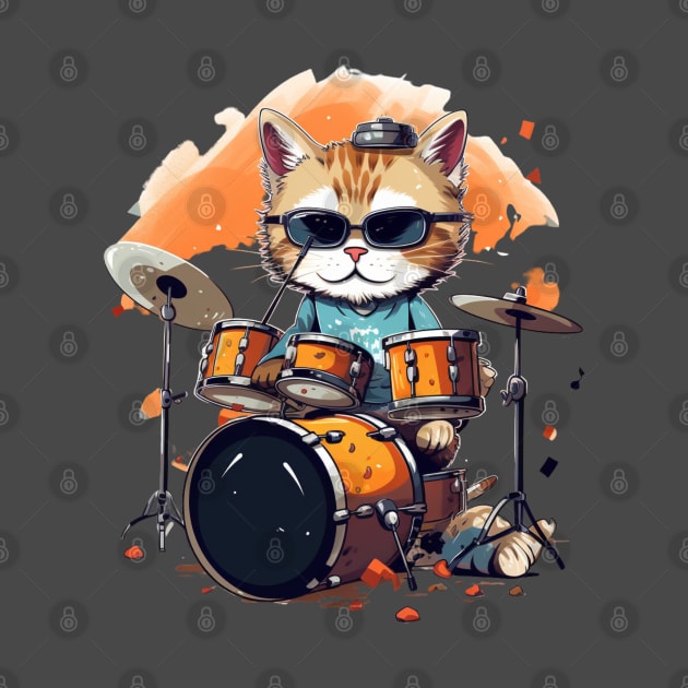 Cool Cat play on Drums by NatashaCuteShop