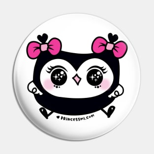 cute kawaii owl with pink ribbon and big bing bing eyes Pin