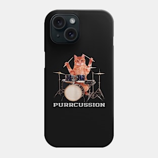 Purrcussion - Funny Cat Drummer On Drum Set Percussion Pun Phone Case