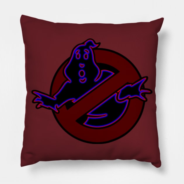 Ghostbusters Neon Glow Logo Pillow by TheMagicGhostbuster