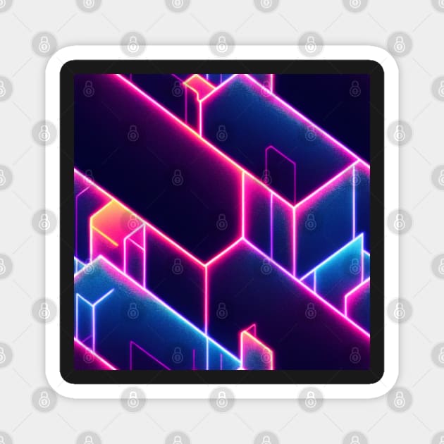 Cyberpunk pattern laser neon geometric colorfull lights futuristic electronic Magnet by SJG-digital