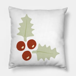 Mistletoe Holly Berries Christmas Plant Pattern Pillow