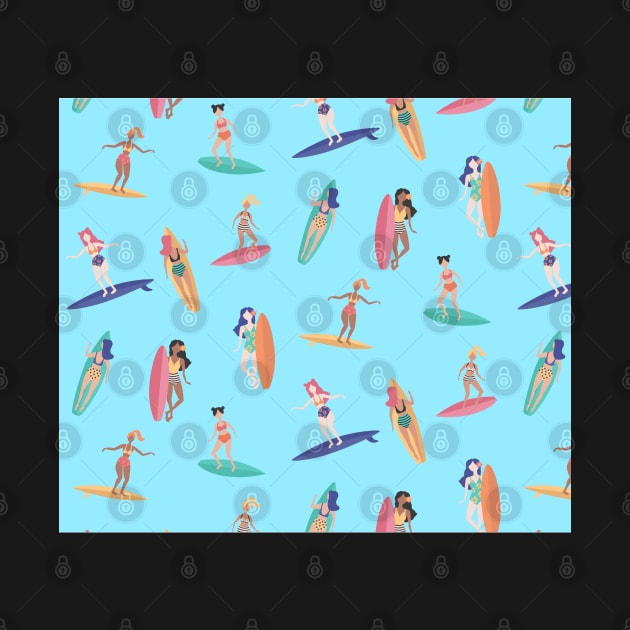 Women Surfing Set by RajaGraphica