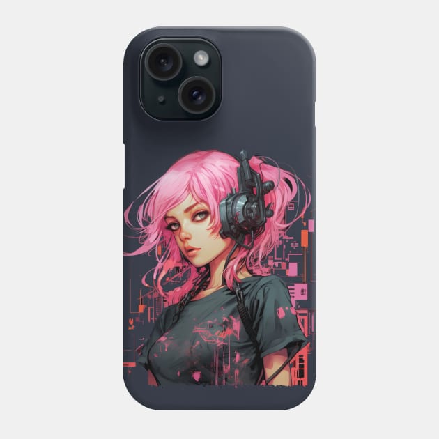 Cyberpunk Anime Girl  Futuristic Techwear Aesthetic Kawaii Manga Japanese Streetwear Harajuku Phone Case by Snoe