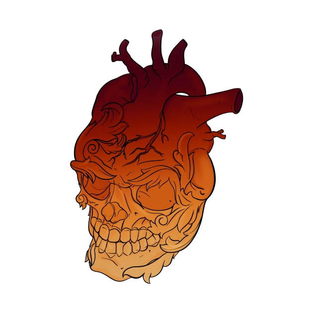 Neo Traditional Heart Skull by xdrewstroyerx