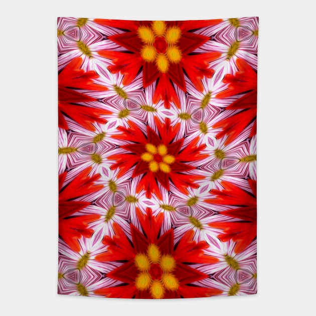 Red Floral Pattern Tapestry by PatternFlower