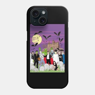 Halloween Monsters Graveyard Party Cartoon Comics style art print mug badge Phone Case