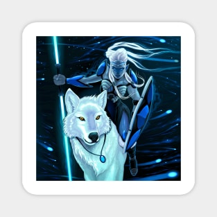 Elf with white wolf Magnet