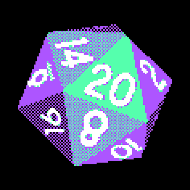 Pixel D20 Dice - Blue and Green by xPixelgeist