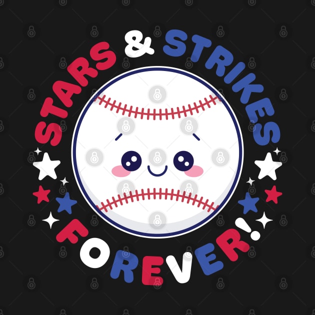 Stars & Strikes Forever: 4th of July Kawaii Baseball by Meggie Nic