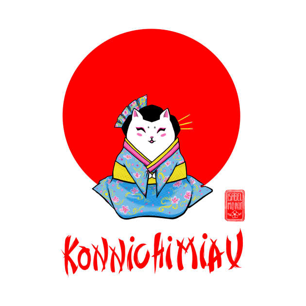 konnichiwa japan cat by Roningasadesign