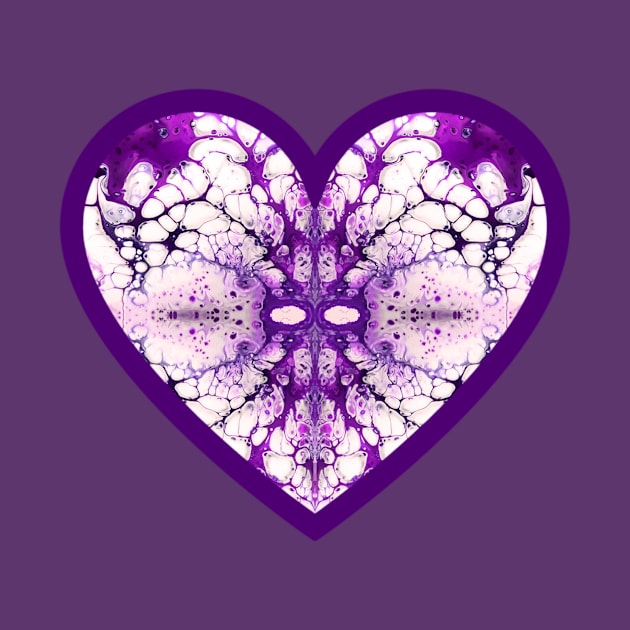 Lavender/Purple Pattern Paint Pour Heart by Designs_by_KC