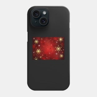 Red Background with Gold Snowflakes Phone Case