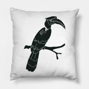 hornbill perching on a branch Pillow