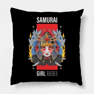 Flamboyant Samurai Girl Japanese Design Pillow