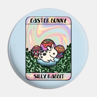 Cute Netherland Dwarf Bunny Celebrating Easter with Colorful Eggs Vintage Bunny Tarot Pin